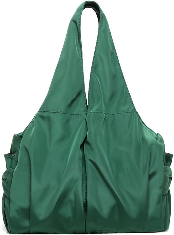 Fabuxry Women Tote Bags Multi Zipper Pockets Nylon Purse Shoulder Bag Handbags (Green)