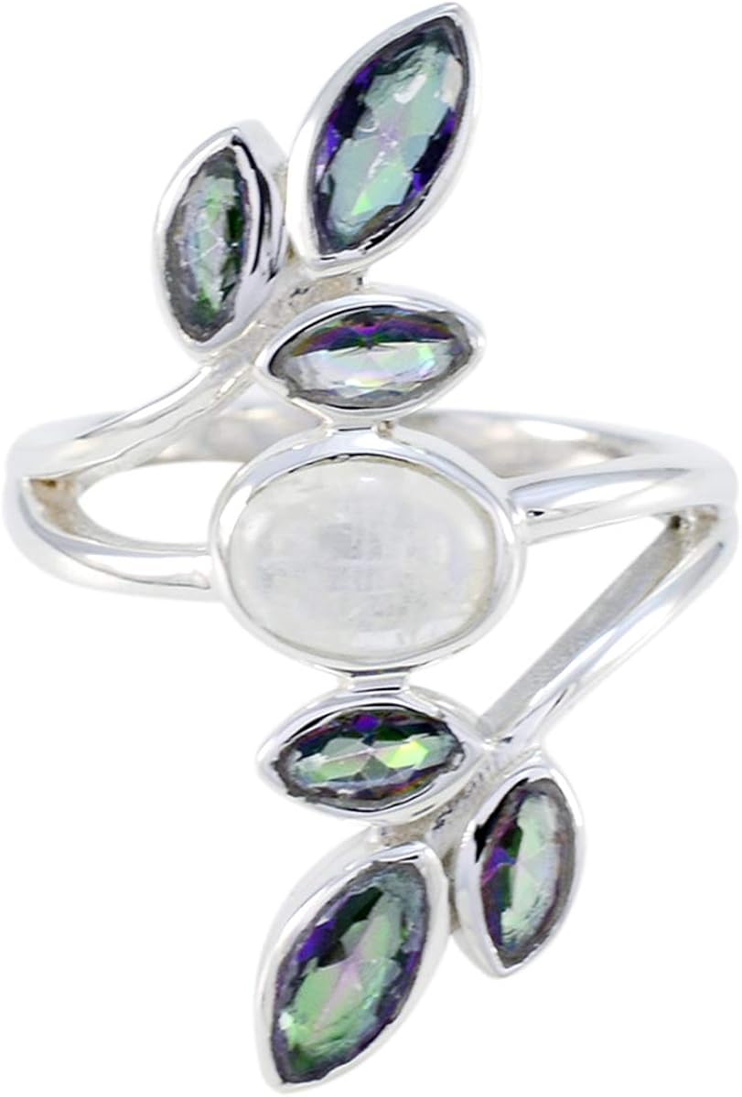 Real Gemstones Faincy Faceted Multi Stone ring Sterling Silver Multi