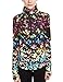 icyzone Women's Workout Yoga 1/2 Zip Long Sleeve Running and Training Shirt (L, FANTASTIC)