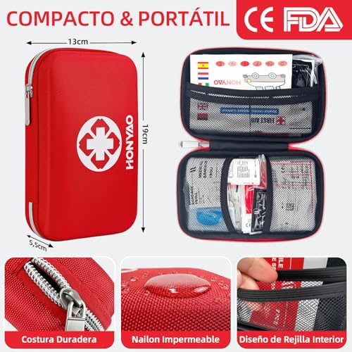 HONYAO 200 Pcs First Aid Kit Mini Survival Kit Emergency Medical Bag Complete for Home Car Boat Workplace Backpack and Camping Hiking Travel