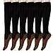 Graduated Copper Compression Socks 6 Pairs Knee High Socks for Men Women Pain Ache Relief Stockings 15-20 mmHg (XXL, Black)