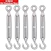 M6 Turn Buckle Tension Hook and Eye Hook & Eye Turnbuckle 304 Stainless Steel Hardware Kit for Wire Rope Tension Heavy Duty UV Resistant for Sun Shade sail Installation Waterproof Anti Rust Pack of 5
