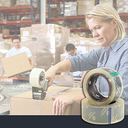 Quiet, Industrial Grade Clear Packing Tape (6 Rolls) - 60 Yards per Roll - 2" Wide x 2.7 mil Thick, Acrylic Adhesive Heavy Duty Tape for Box Office Moving Packaging Shipping, Free Tape Cutte