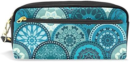 Pencil Case HMBROTHERS Stylish Print Abstract Teal Pattern Large Capacity Pen Bag Makeup Pouch Durable Students Stationery Two Pockets With Double Zipper