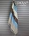 Swan Comfort Turkish Towel Peshtemal Bathrobe, Cotton, 39 by 70-Inch, Blue - Brown