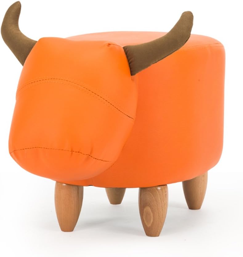 Stool Creative calf, changing shoe, home shoes test shoe, children's short, living room sofa footstool (Color : Orange)