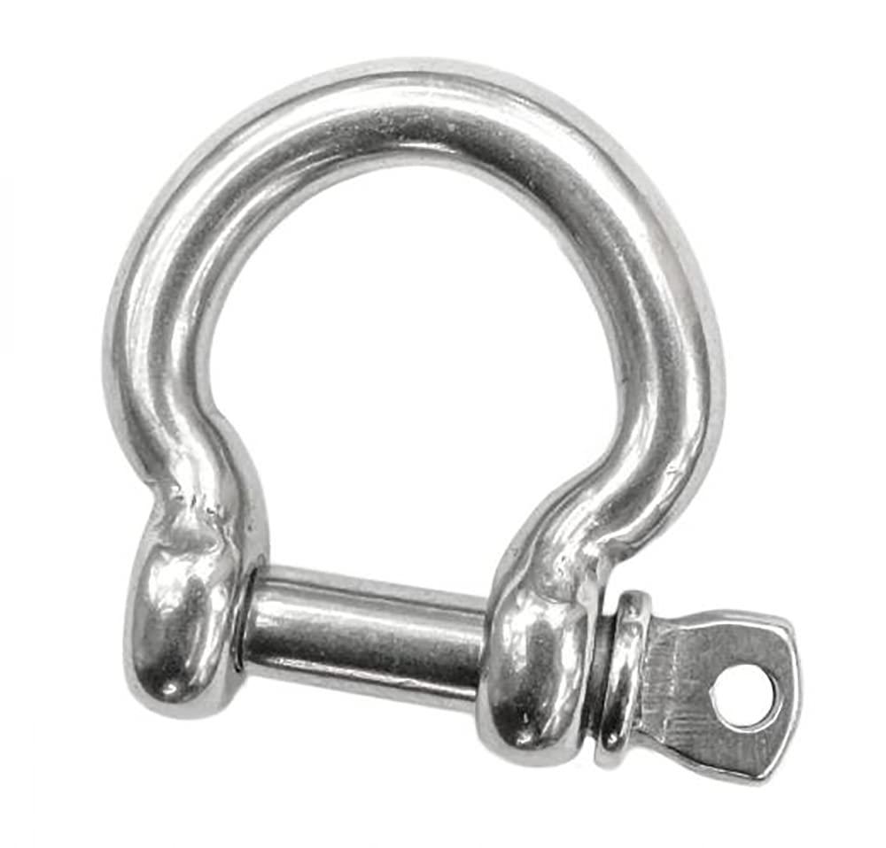 6mm (1/4") Marine Grade A4 Stainless Steel Winch D Ring Shackle Dee Lock (Pack of 2) H11B/1
