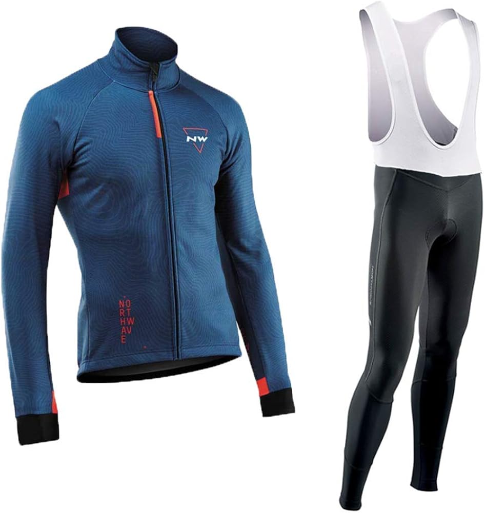 Men's Long Sleeve Cycling Jersey with 9D Gel Padded Riding Tights Pants