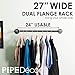 Pipe Decor Industrial Pipe Wall Mounted Clothing Rack, Commercial or Residential Wardrobe Clothes Display, Heavy Duty Rustic Vintage Steel Grey Black Metal Garment Bracket Frame, Dual Flange Style
