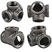 Gimiton 4 Pack 4 Way Pipe Fitting Malleable Iron DN25 1