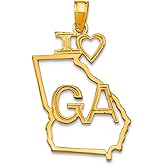 JewelryWeb 10k Gold Solid Georgia State Pendant Necklace Pendant for Women