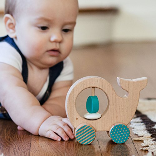 Petit Collage Wooden Push Along Animal Car Whale - Thumbnail 3