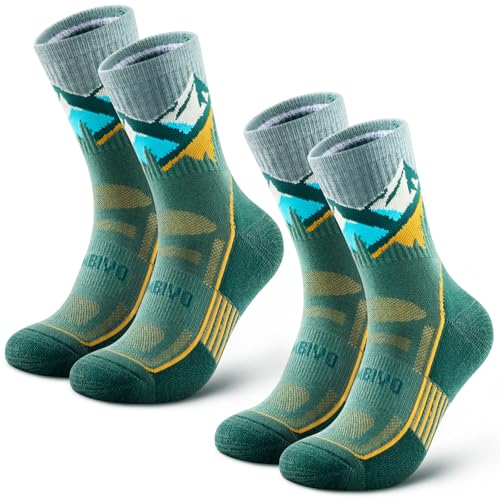 CAMBIVO Trekking Merino Wool Socks Men Women Anti Blister Sports Socks Running Breathable Socks for Hiking, Running, Mountain, Cycling, Work, Sport and Fashion, 2 Pairs
