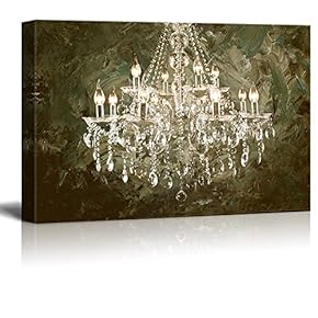 Crystal Clear Chandelier on Abstract Oil Painting Style Background