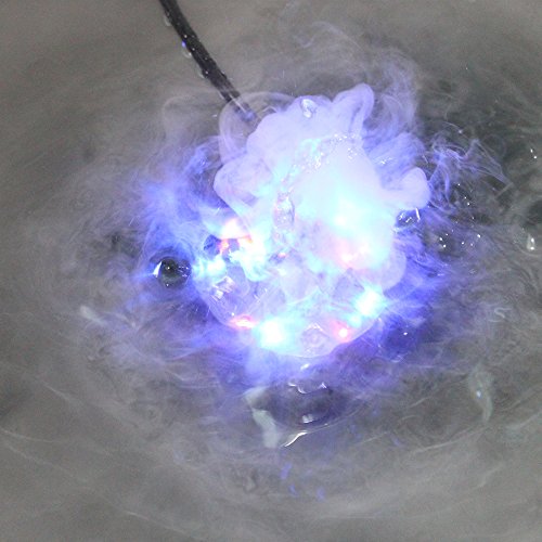 AGPTEK 400mL/H Aluminum Original Mini Mist Maker Fogger with 12 LED Lights Water Pond Garden Fountain Fogger Indoor Outdoor Fountain Accessories Fog Machine Atomizer Air Humidifier
