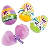 Set of 12 Religious Plastic Easter Eggs with Cross Inside