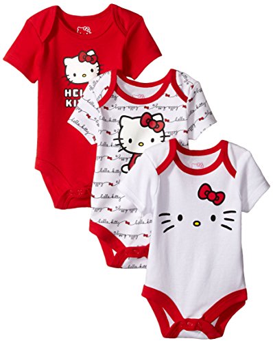 Hello kitty baby girls  value pack bodysuits, red/white…
