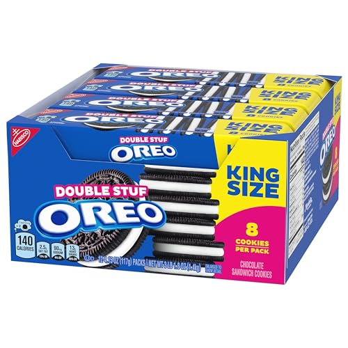 OREO DOUBLE STUF CHOCOLATE SANDWICH COOKIES, KING SIZE, 12 SNACK PACKS (8 COOKIES PER PACK)