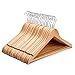 JS HANGER Wooden Coat Hangers, 20 Pack High Grade 17.5 Inch Wood Suit Hangers with Non Slip Pant Bar - Extra Smooth and Splinter Free Natural Finish
