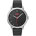 HUGO #RASE Men Quartz Ionic Plated Dark Blue Steel and Leather Strap Casual Watch