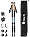 EVOCREST Carbon Fiber Trekking Poles - Collapsible, Shock Absorbent, Ultra Lightweight Hiking Walking Sticks - Quick Locks, Cork Handle - All Terrain Accessories Included