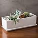 14-Inch Unglazed Rectangular Modern Ceramic Succulent Planter Pot, Window Box with Saucer, Matte White