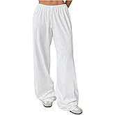 SHENHE Women's Wide Leg Pants Casual Drawstring Y2k Low Rise Lounge Pants Loose Trousers