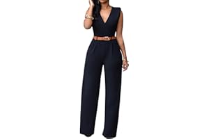 Pink Queen Jumpsuits for Women Dressy V Neck Sleeveless Wide Leg Long Pants Rompers