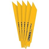 DEWALT Reciprocating Saw Blades, Straight Back, Bi-Metal, 6-Inch 24 TPI, 5-Pack (DW4813)