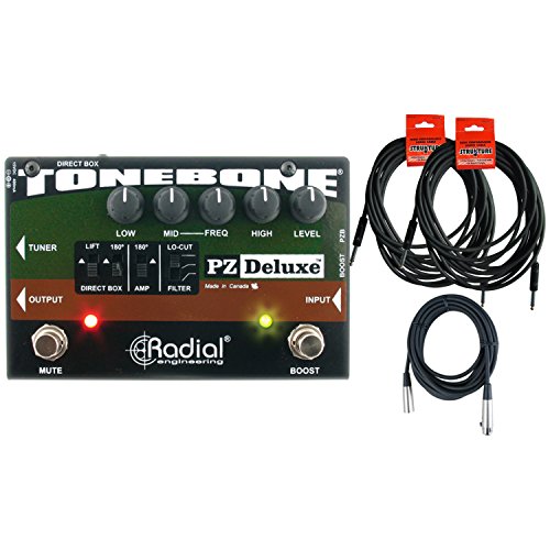 Radial Engineering ToneBone PZ-Deluxe Acoustic Instrument Preamp w/Boost w/ 3 Cables