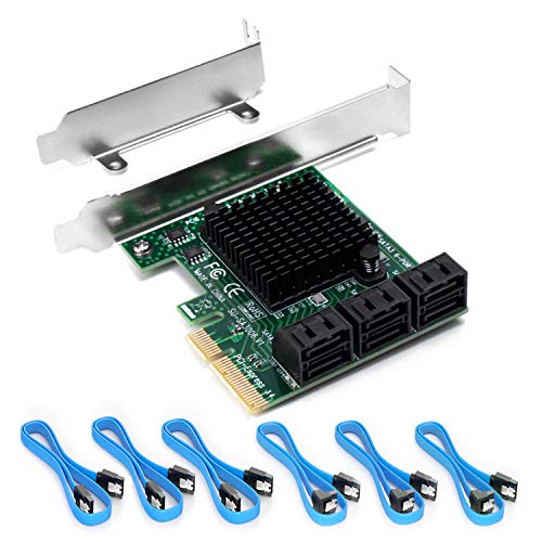 Ziyituod SATA3.0 Card, 6 Port with 6 SATA Cable, 6 Gbps SATA Controller with Low Profile Bracket, Boot as System Disk, Support 6 SATA 3.0 Devices, Built-in Adapter Converter for Desktop PC