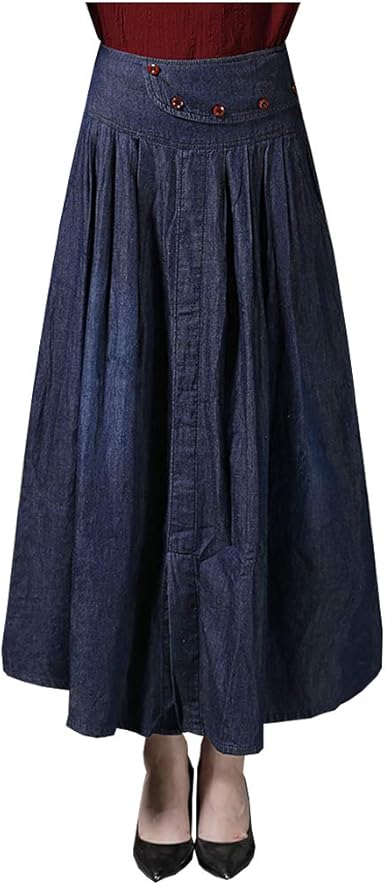 wide denim skirt