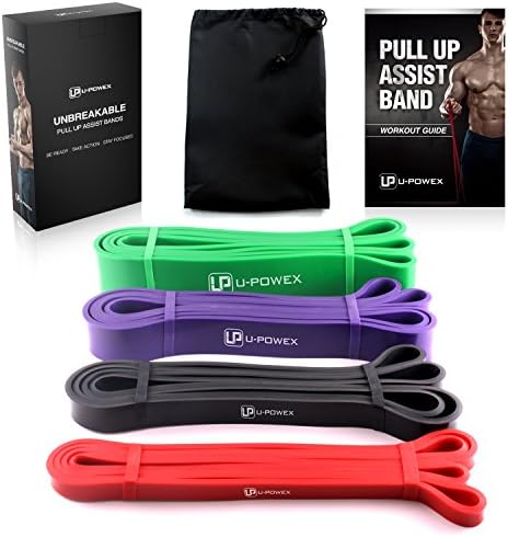UPOWEX Pull Up Assist Bands – Set of 4 – Heavy Duty Resistance Bands – Mobility and Powerlifting Bands – Perfect for Body Stretching, Powerlifting and Resistance Training