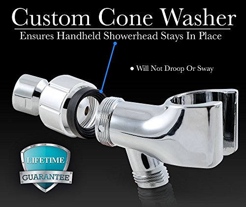 ShowerMaxx | Shower Head Holder in Polished Chrome Finish | Mount for Handheld Showerheads | Arm Bracket with Swivel Ball Connector | Adjustable Universal 1/2 in Male Female Shower Heads Wall Mount - Thumbnail 3