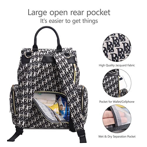 Hafmall Diaper Bag Backpack, Jacquard Diaper Backpack with Stroller