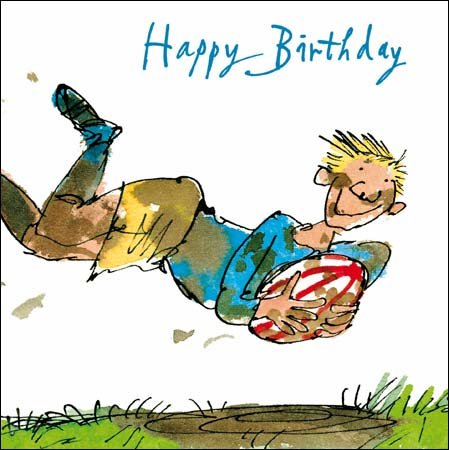 Greeting card - Male birthday - Try scorer by Quentin Blake