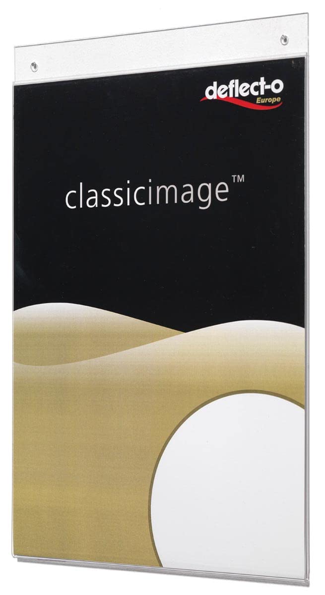 Deflecto Clear Plastic Wall Hanging Portrait Poster Display Frame Acrylic Holder for Promotional Material, Menu or Professional Certificate Pre-Drilled