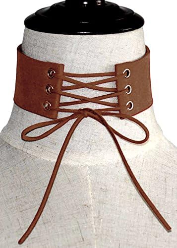 Best Wing Jewelry Lace up Velvet Choker Necklace for Women Girls Gothic Choker Tie Chokers (Adjustable) (Brown)