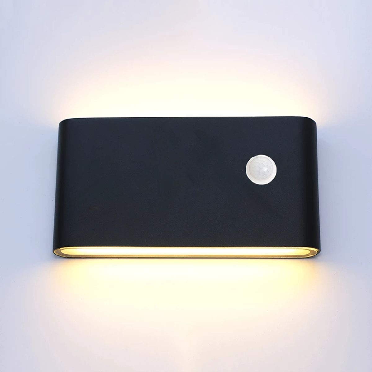 Outdoor LED Lighting with PIR Motion Sensor,12 Watts Warm White 3000K,Outside LED Wall Light with Motion Sensor Outdoor Wall Lighting Mains Powered PIR External Garden Weatherproof Aluminium Lamp