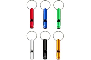 Aluminum Emergency Survival Whistle, 6 Pcs Extra Loud Outdoor Emergency Situations Survival Whistle with Key Ring for Outdoor