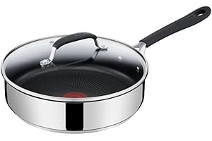 Jamie Oliver by Tefal Quick & Easy E3033344 Stainless Steel 25cm Induction Saute Pan with Glass Lid