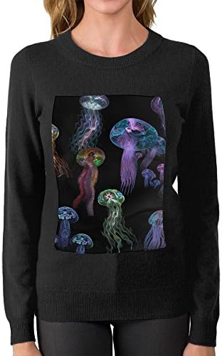 Women Girls Art colorful Jellyfish Wallpaper Cool Sweater Best Personality\r\n Custom Crew Neck