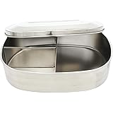 Homyl Stainless Steel Lunch Box for Kids Adults,Food Storage Container,Bento Boxes,Meal Snakcs Sanwich Prep (1 Section, 2 Sections, 3 Sections Available) - Silver, 3 Grid