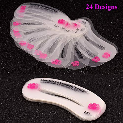 Eye Makeup Tool Kit for Women - Cat Eyeliner Stencil / 24 Shapes Eyebrow Stencil/Eyebrow Trimmer Scissors With Comb Hair Remover Beauty Tools