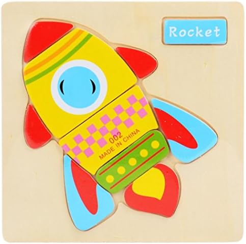 QuickGrowth 3d Assembly Puzzles Wooden 3D Dimensional Thicker Puzzle Educational Developmental Kids Toy Q