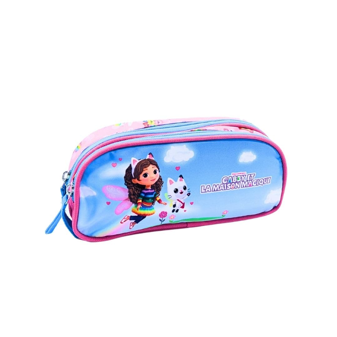 mybagstory Gabby Double Compartment Pencil Case Blue and Pink – Children's – School – Kindergarten – Daycare – Nursery – Girl – 23 cm – Gift Idea