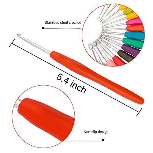 FASOTY 40 Pack Crochet Hooks Set Ergonomic Handles 1.0mm-8.0mm Knitting Needles Kit and Other Knitting Accessories with Gift Pouch Bag Case