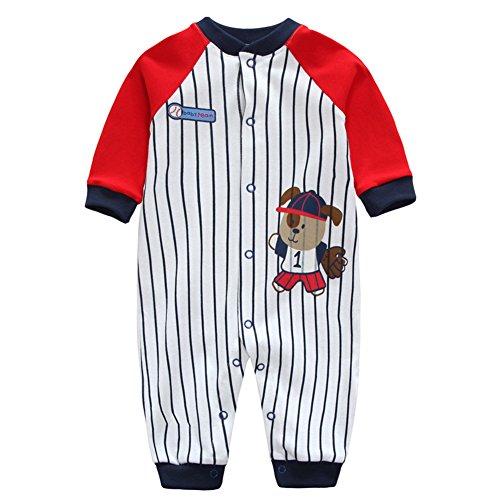 Monvecle Baby Boys' 2 Pack Coverall Bodysuit Newborn to Toddler Long Sleeved Onesie Jumpsuit Stripe 6-9m