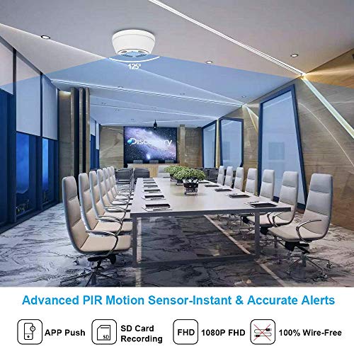 Hidden Camera Smoke Detector WiFi, SDETER Motion Activated Nanny Camera with 180 Days Battery Power, Remote Internet Access,Night Vision, SD Card Slot, Bottom View Covert Camera Lens for Home Security