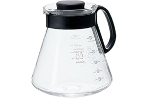 Hario V60 Glass Range Coffee Server Pour Over Carafe Microwave Safe 800mL, Black